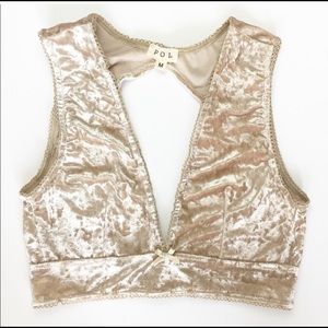 Crush Velvet Champagne Open Back Bralette
